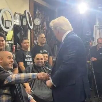 Trump Makes Stop At Barber Shop