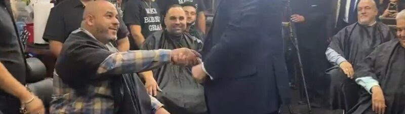 Trump Makes Stop At Barber Shop