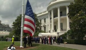 President Trump Installs New Flag Poles At The White House