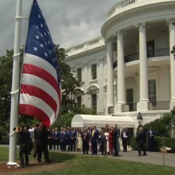 President Trump Installs New Flag Poles At The White House