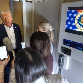 Trump Takes Questions From Reporters On Air Force 1 On The Way Back From G7