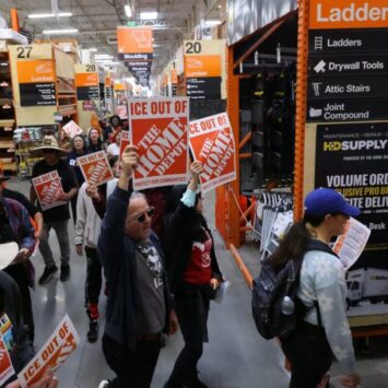 Protestors Staged Demonstration Over Trump Policy At Hardware Store