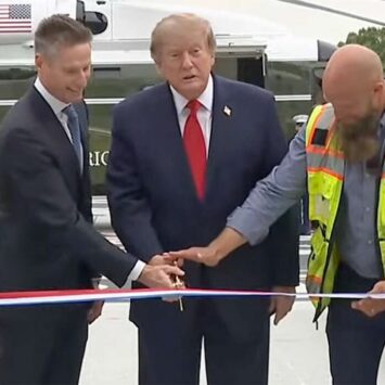 Trump Unveils New White House Helipad For First Flight