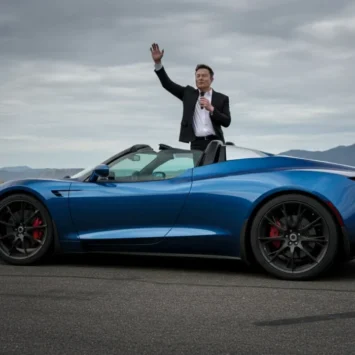 Elon Musk Unveils Flying Tesla Roadster At Texas Event